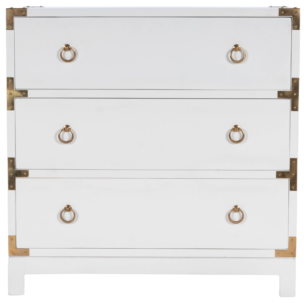 Forster Glossy White Campaign Chest  9337304   Transitional   Accent Chests And Cabinets   by Kolibri Decor  Houzz