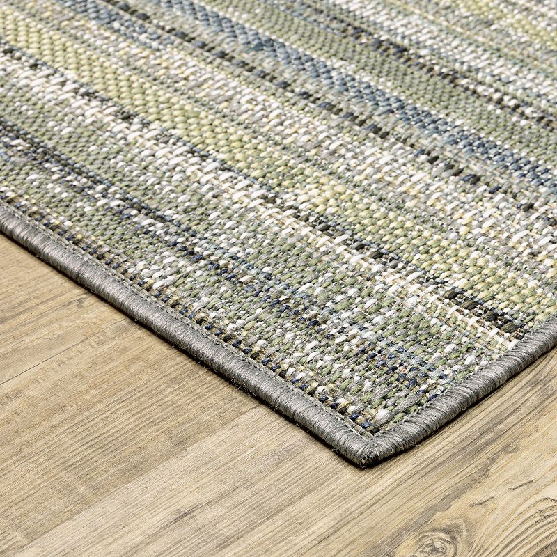 StyleHaven Calla Modern Distressed Stripe Blue Green Indoor Outdoor Area Rug