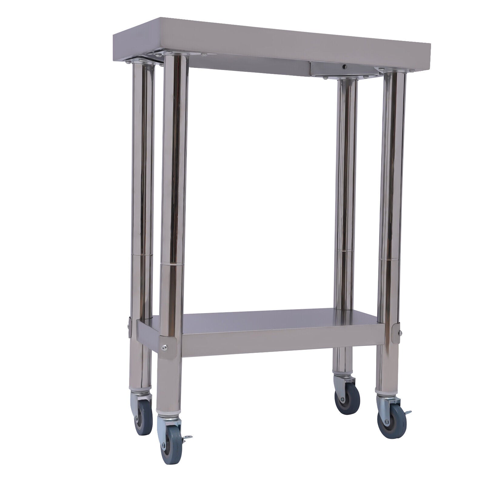 Oukaning Commercial Stainless Steel Kitchen Work Prep Table with Wheels and Shelf Home/Commercial Use 23.62*11.81*33.46in