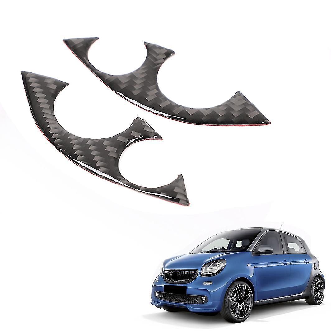 2pcs/set Car Carbon Fiber Steering Wheel Decoration Cover Trim Sticker Fit For Smart 453 Fortwo 201