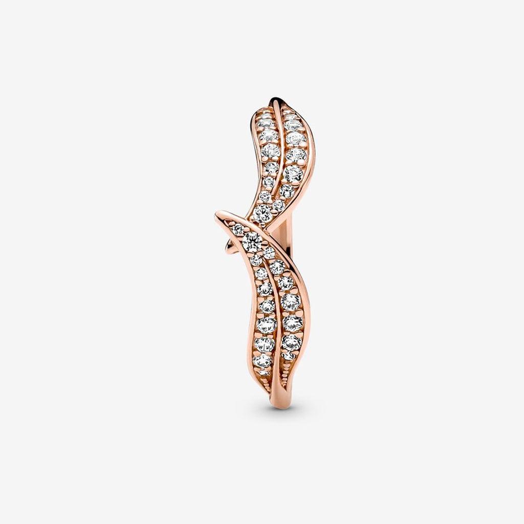 PANDORA  Sparkling Leaves Ring in Rose Gold