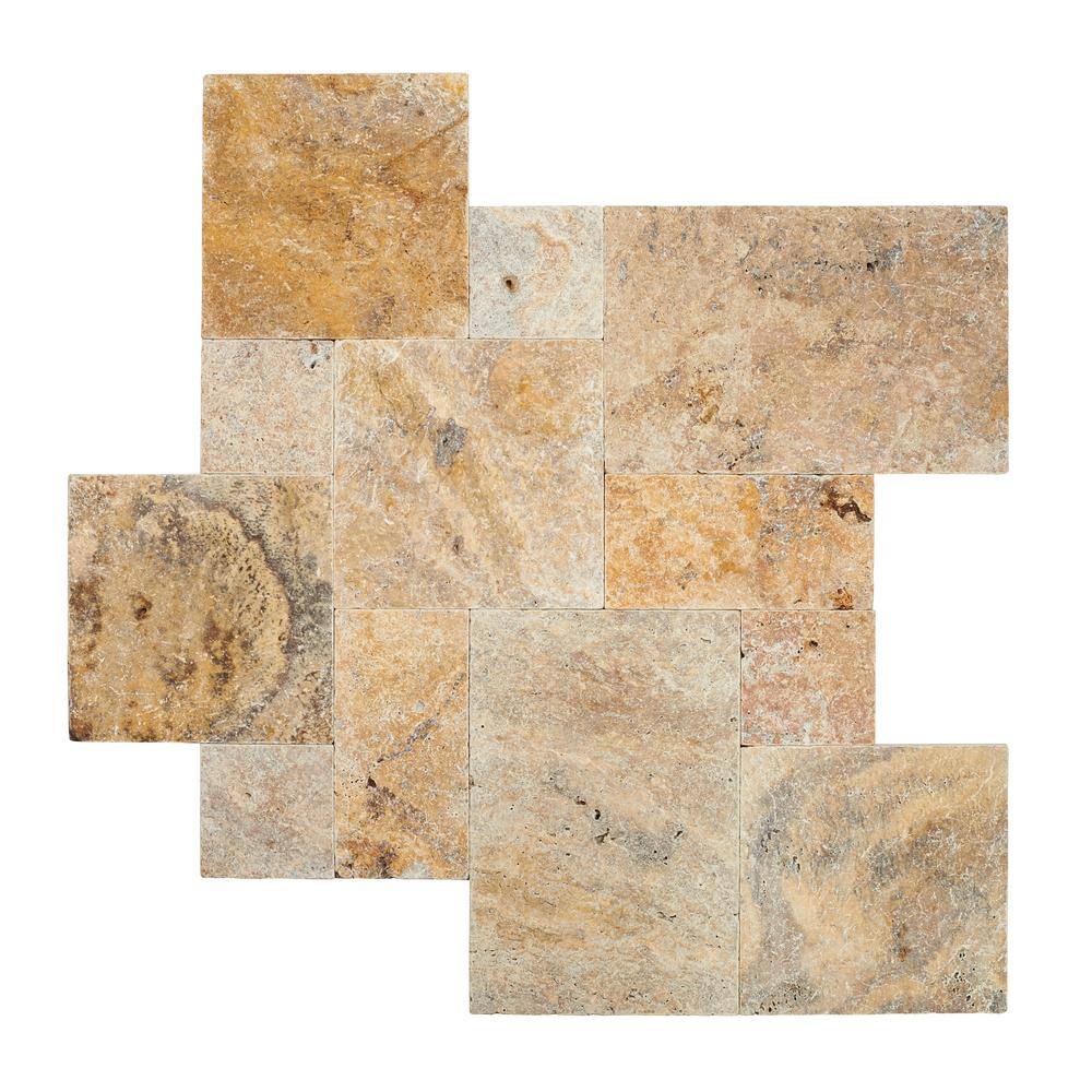 MSI Tuscany Scabas Pattern Tumbled Travertine Paver Kits (120 Pieces160 sq. ft.Pallet) LPAVTSCA10KITS