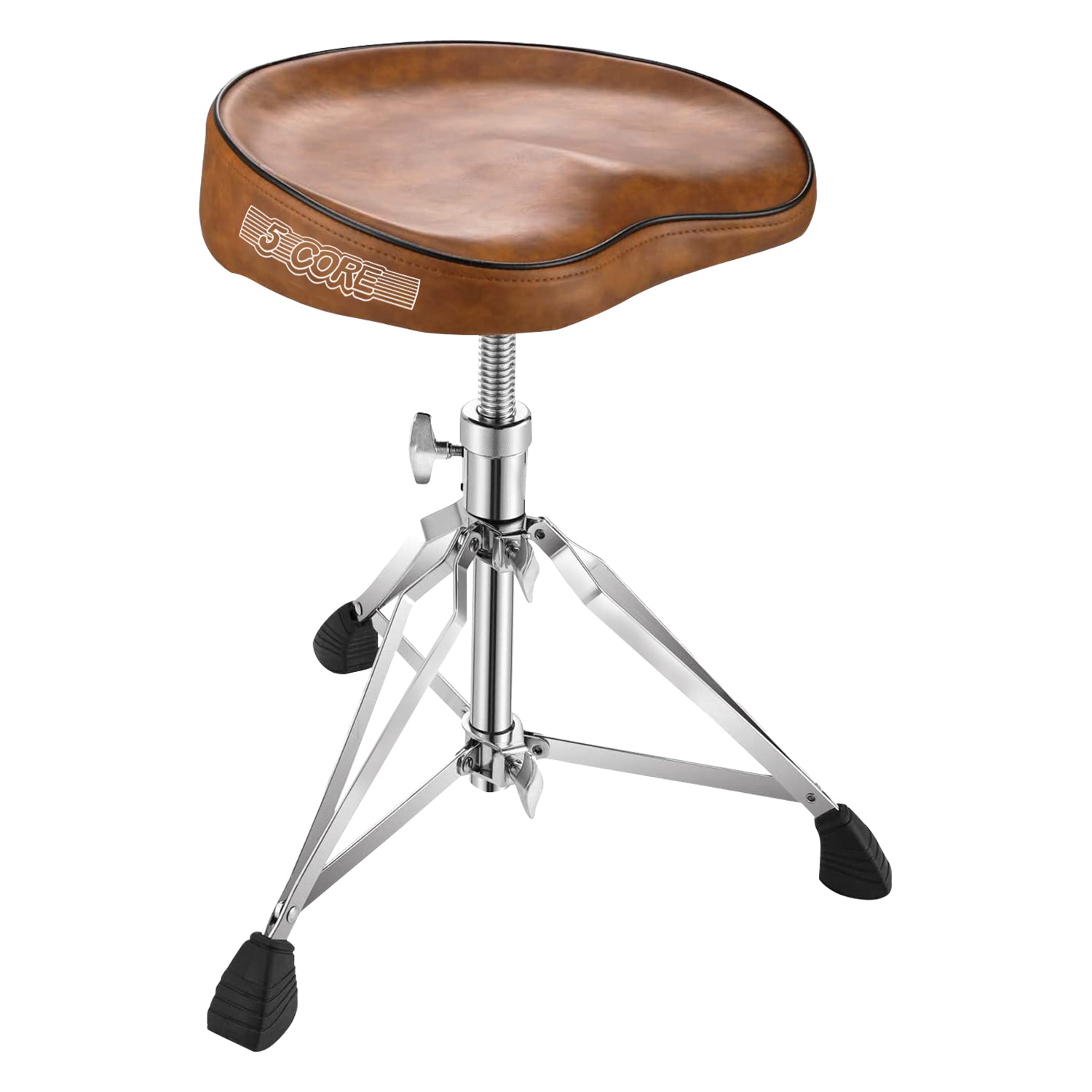 5 Core Drum Throne Saddle Brown| Height Adjustable Padded Comfortable Drum Seat| Stools Chair Style with Double Braced Anti-Slip Feet, Comfortable Seat for Drummers, Guitar Players- DS CH BR SDL