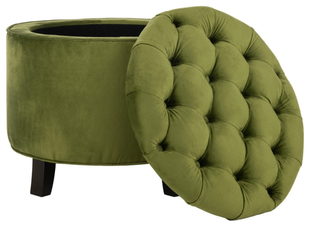 Emma Tufted Storage Ottoman  Fern/Espresso   Contemporary   Footstools And Ottomans   by Rustic Home Furniture Deco  Houzz