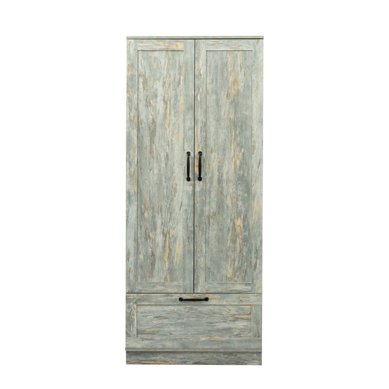 High wardrobe and kitchen cabinet with 2 doors with grey grey Mid century modern wood veneer corners