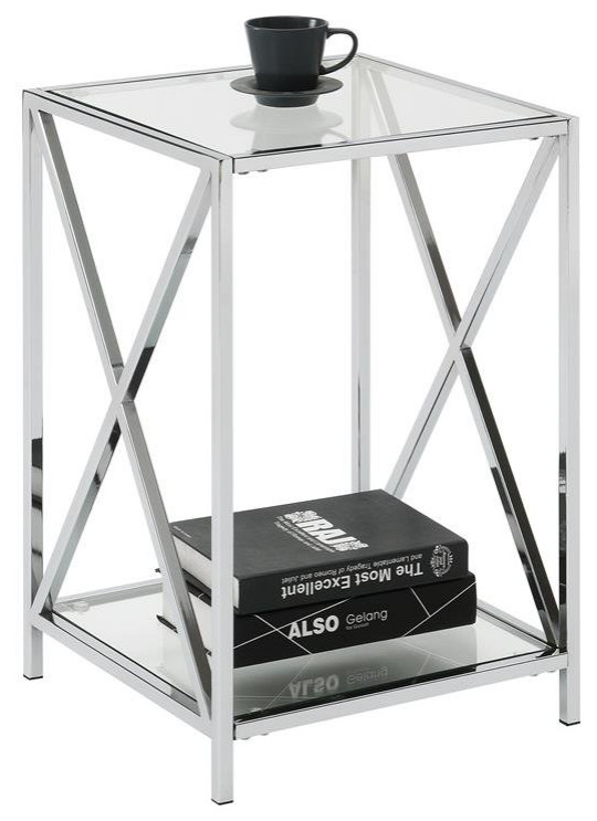 Convenience Concepts Oxford Chrome End Table with Clear Glass Shelves   Contemporary   Side Tables And End Tables   by Homesquare  Houzz