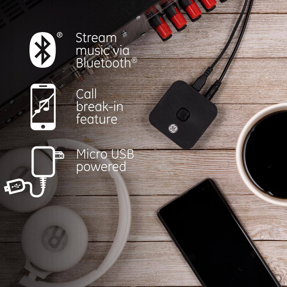 GE Bluetooth Home Audio Receiver with Micro-USB and 3.5mm Auxilary Connections 33625