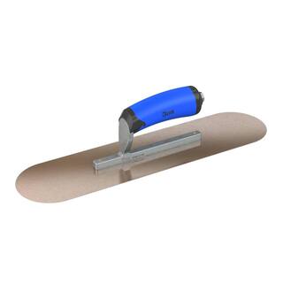 Bon Tool 16 in. x 4 in. Golden Stainless Steel Round End Pool Trowel with Comfort Wave Handle and Short Shank 67-106