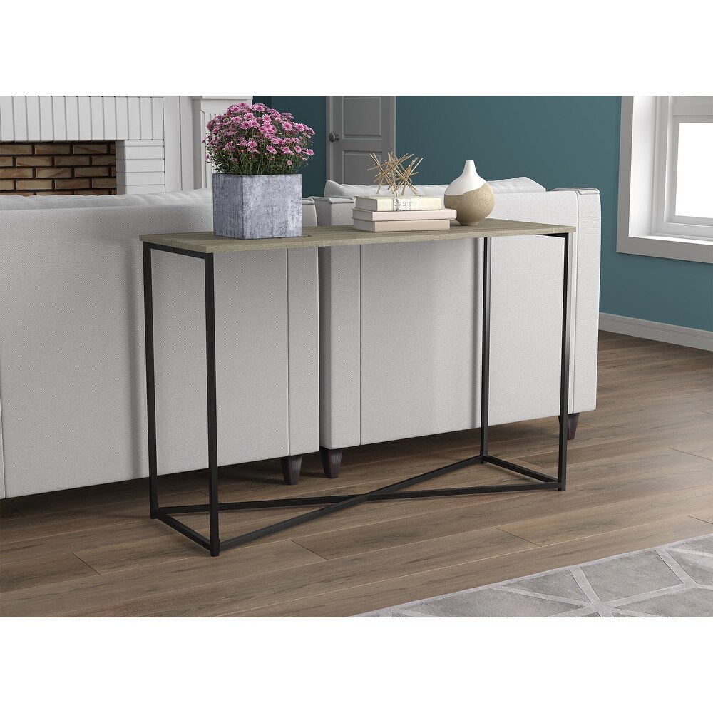 Console Table 44L Dark Taupe Black X Metal   44\