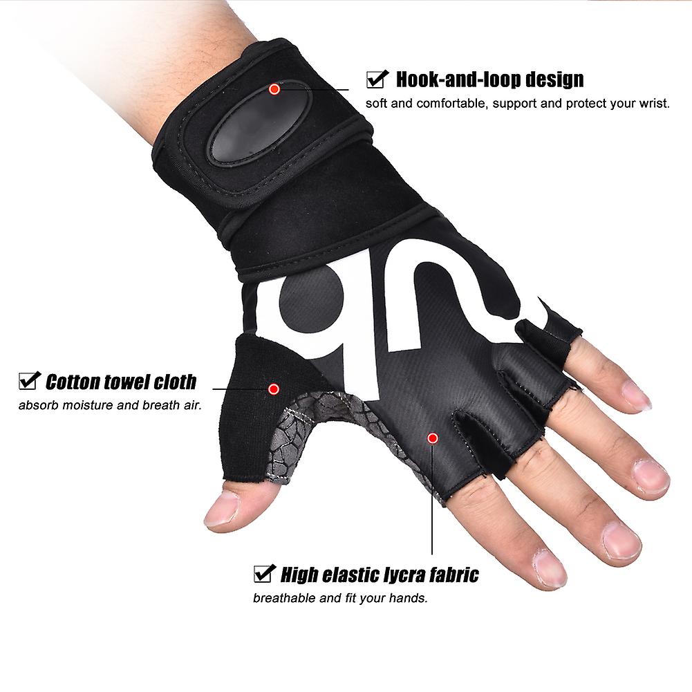 BOODUN 1 Pair Unisex Adults Gym Sports Half Finger Gloves for Weightlifting Fitness (S)