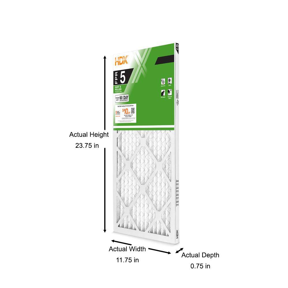 HDX 12 in. x 24 in. x 1 in. Standard Pleated Air Filter FPR 5 HDX1P5-011224