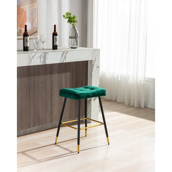 Vintage Style Foam with Upholstery Bar Stools Footrest Counter Height Dining Chairs with Sturdy Metal Legs Suitable for Bar