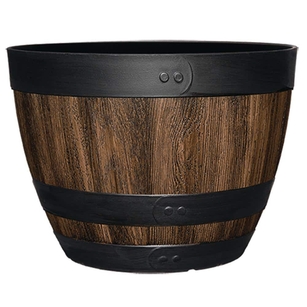 20 in. Dia x 14.5 in. H Kentucky Walnut Resin Wine Barrel HD1313-037