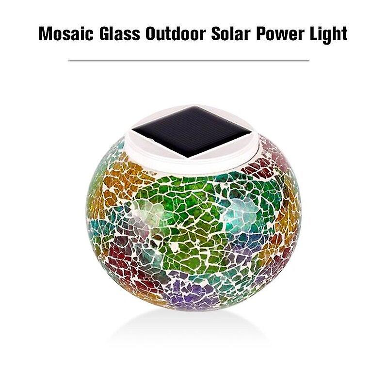 Mosaic Glass Outdoor Solar Power Light Lawn Ball Lantern Led 2