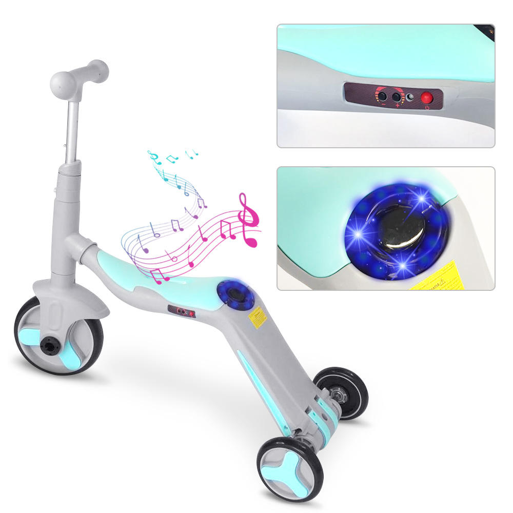 2021 new 3 wheels mini child kick scooter 3 in 1 ride a bike with music speaker seat