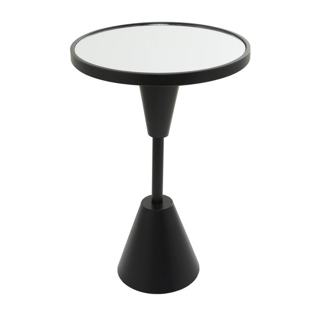 Contemporary Metal Mirrored Accent Table Black Olivia amp May