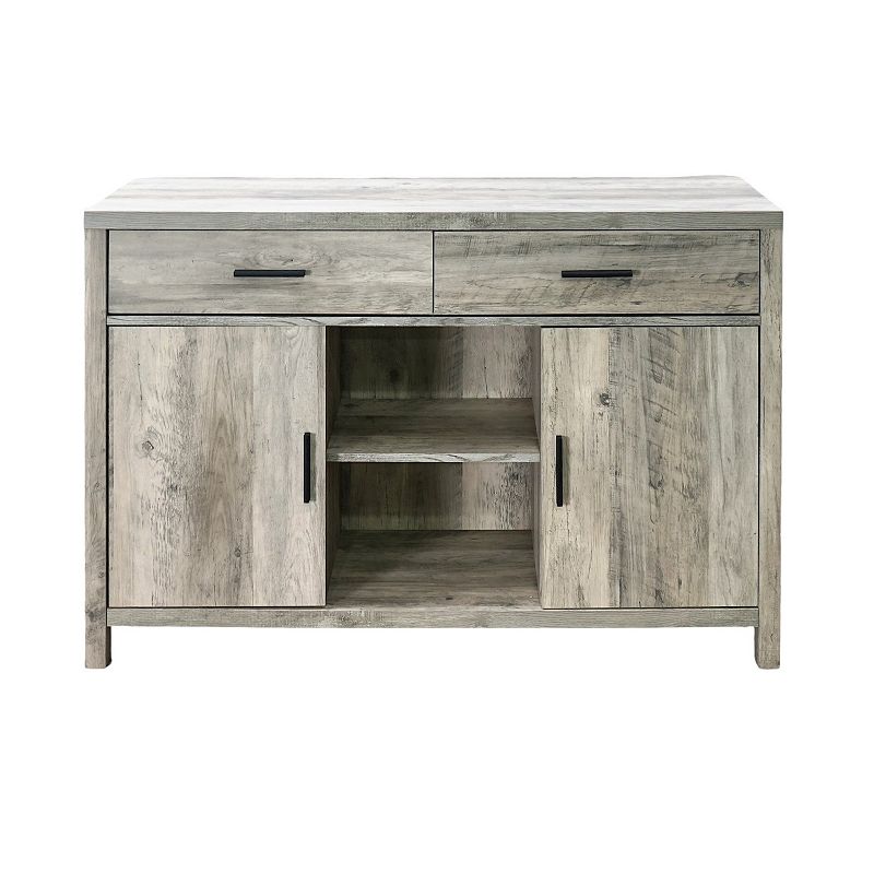 FC Design 47W Sideboard Storage Cabinet， Dining Server Cupboard Buffet Table with Two Cabinets and Drawers