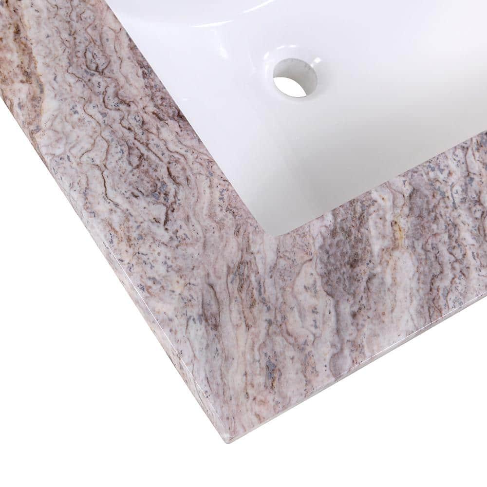 Home Decorators Collection 25 in W x 22 in D Stone Effects Cultured Marble Vanity Top in Cold Fusion with White Sink