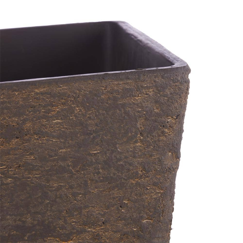 Alpine Corporation Medium Brown Indoor/Outdoor Stone-Look Resin Squared Planter (Set of 2) CLL386M-SWD-2