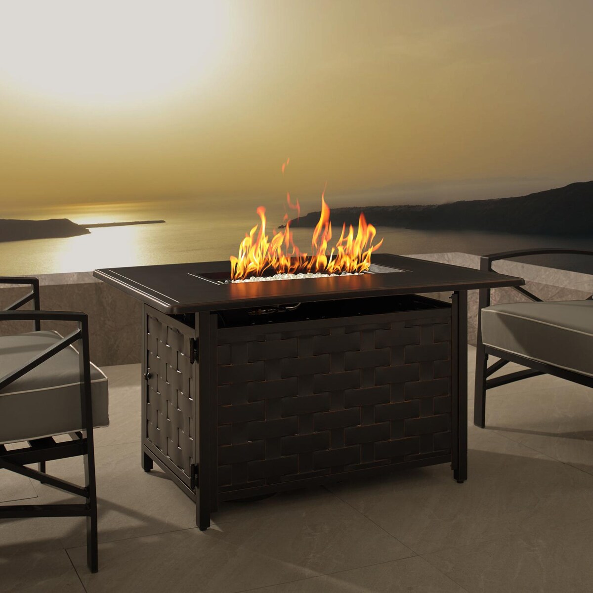 Ultimate Patio Magnolia Way 44-Inch Rectangular Aluminum Natural Gas Fire Pit