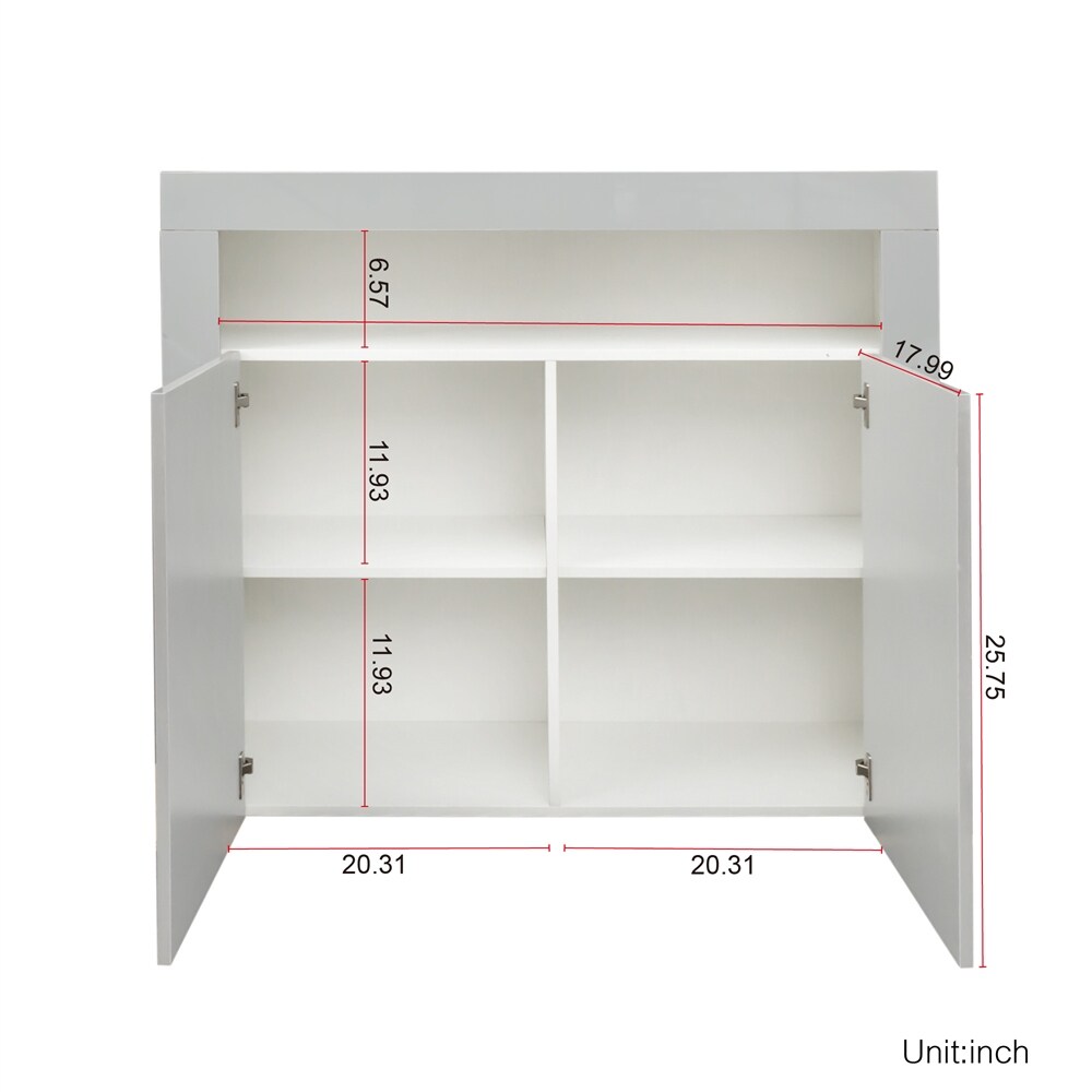 Modern Sideboard Storage Cabinet with LED Light and 2 Doors