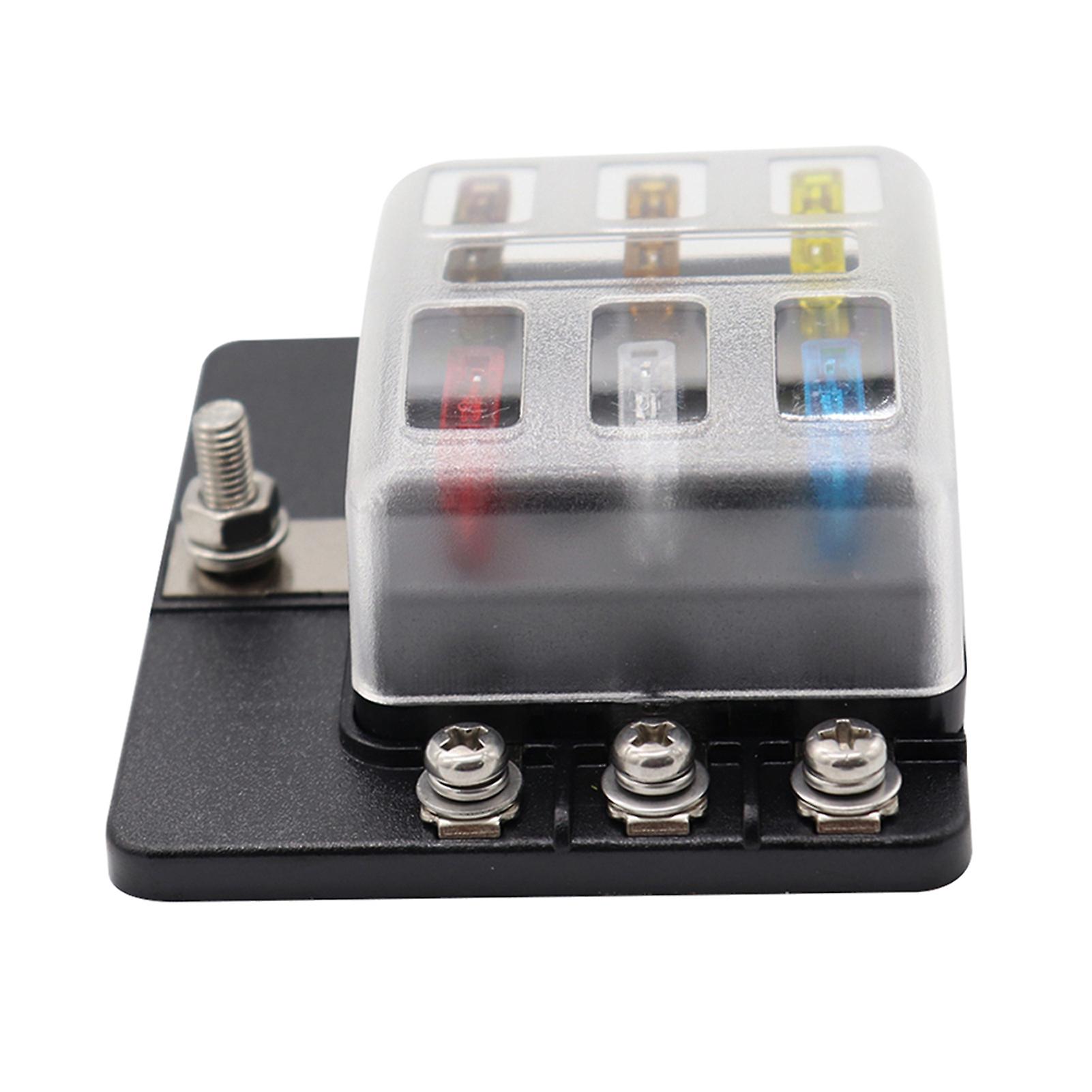 6 Way Blade Fuse Box With Led Indicator Fuse Block For Car Boat Marine Caravan 12v 24v