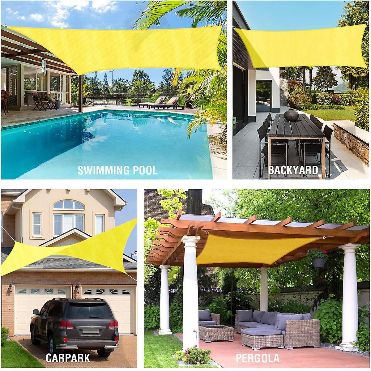 Born Pretty 300d Yellow Waterproof Shade Sail Square Rectangle Sunshade Garden Terrace Canopy Swimming Sun Shade Camping Yard Sail Awning