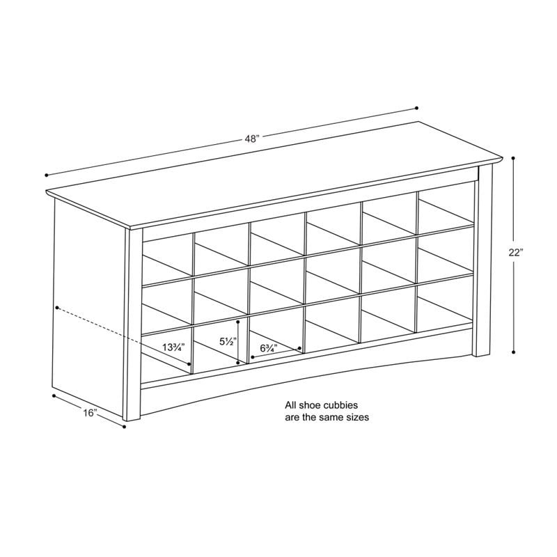 Prepac 3-Tier Storage Cubby Bench Shoe Rack， Wood， Brown