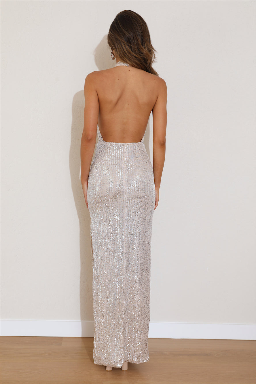 HELLO MOLLY Dazzling Nights Sequin Maxi Dress Silver