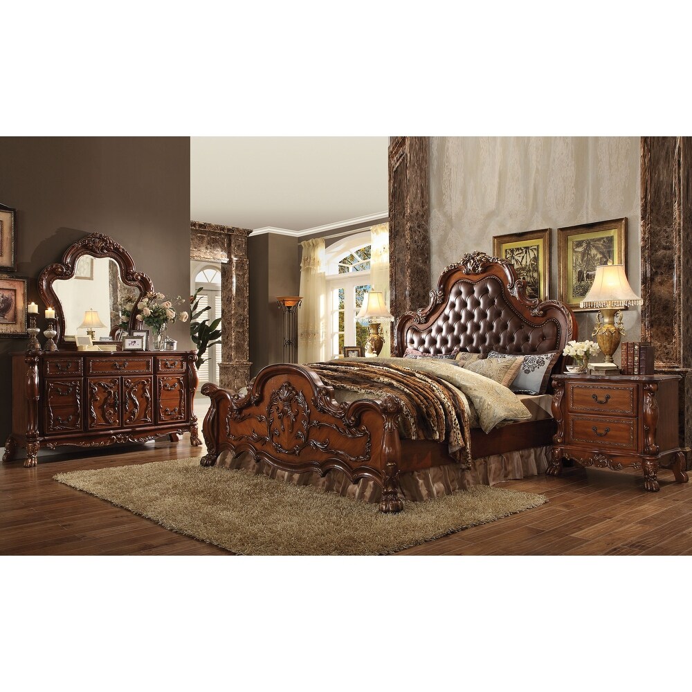 ACME Dresden Eastern King Bed  PU   Cherry Oak (1Set/3Ctn)