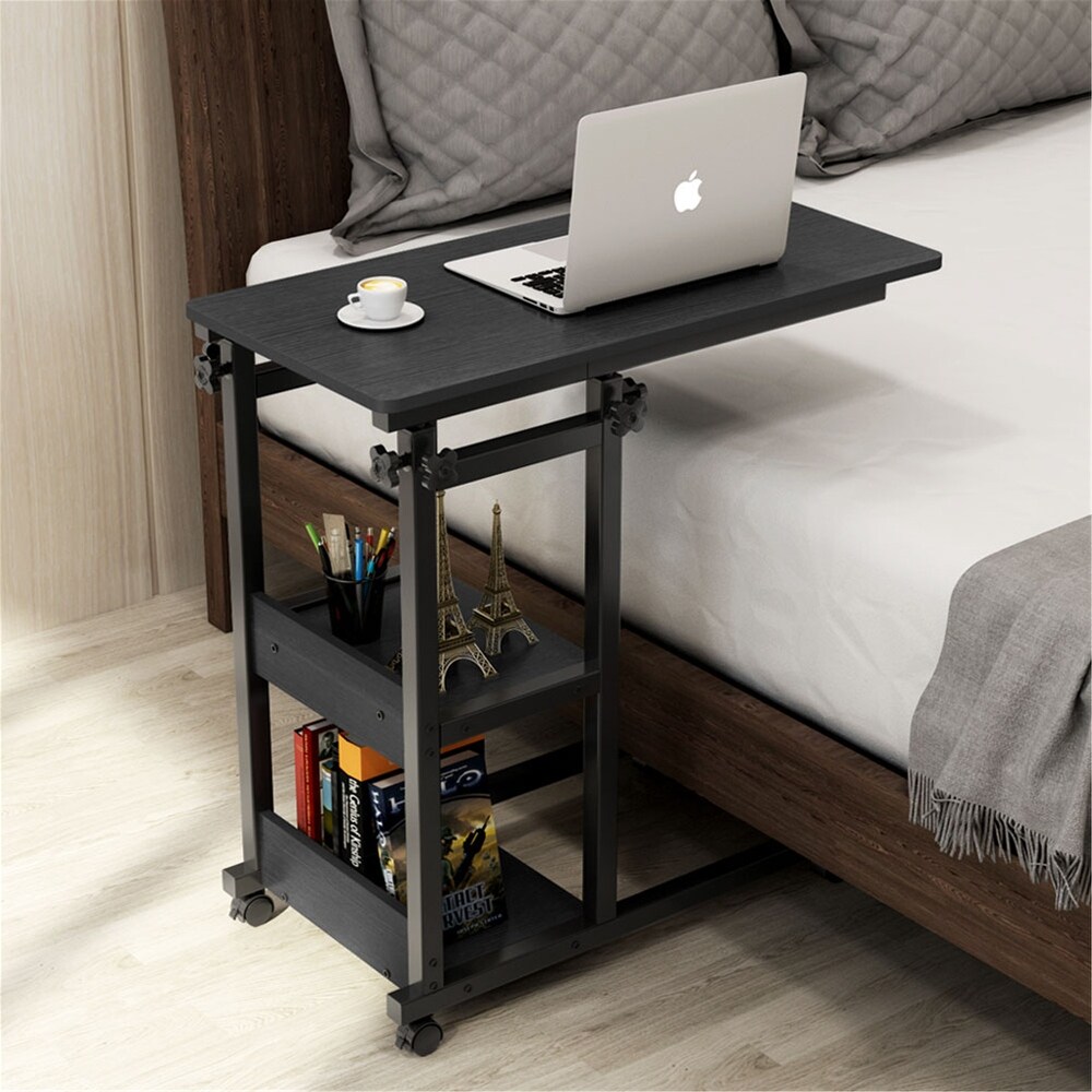 Mobile Snack Side Table  Height Adjustable C Shaped Bedside Table