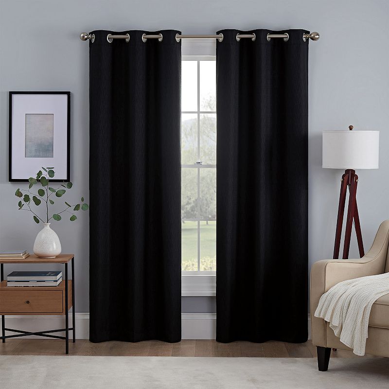 eclipse Khloe 100% Absolute Zero Blackout Solid Textured Thermaback Window Curtain Panel