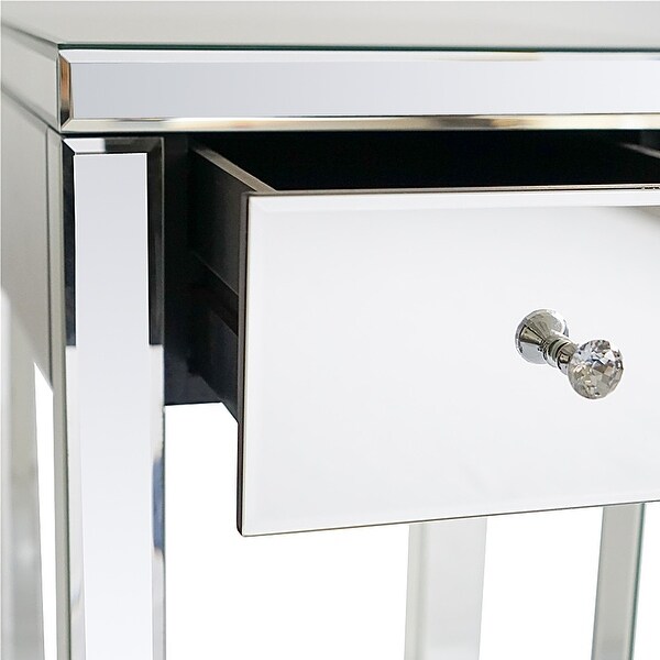 Modern 1 Drawer Mirrored Nightstand Bedside Table - - 33168075