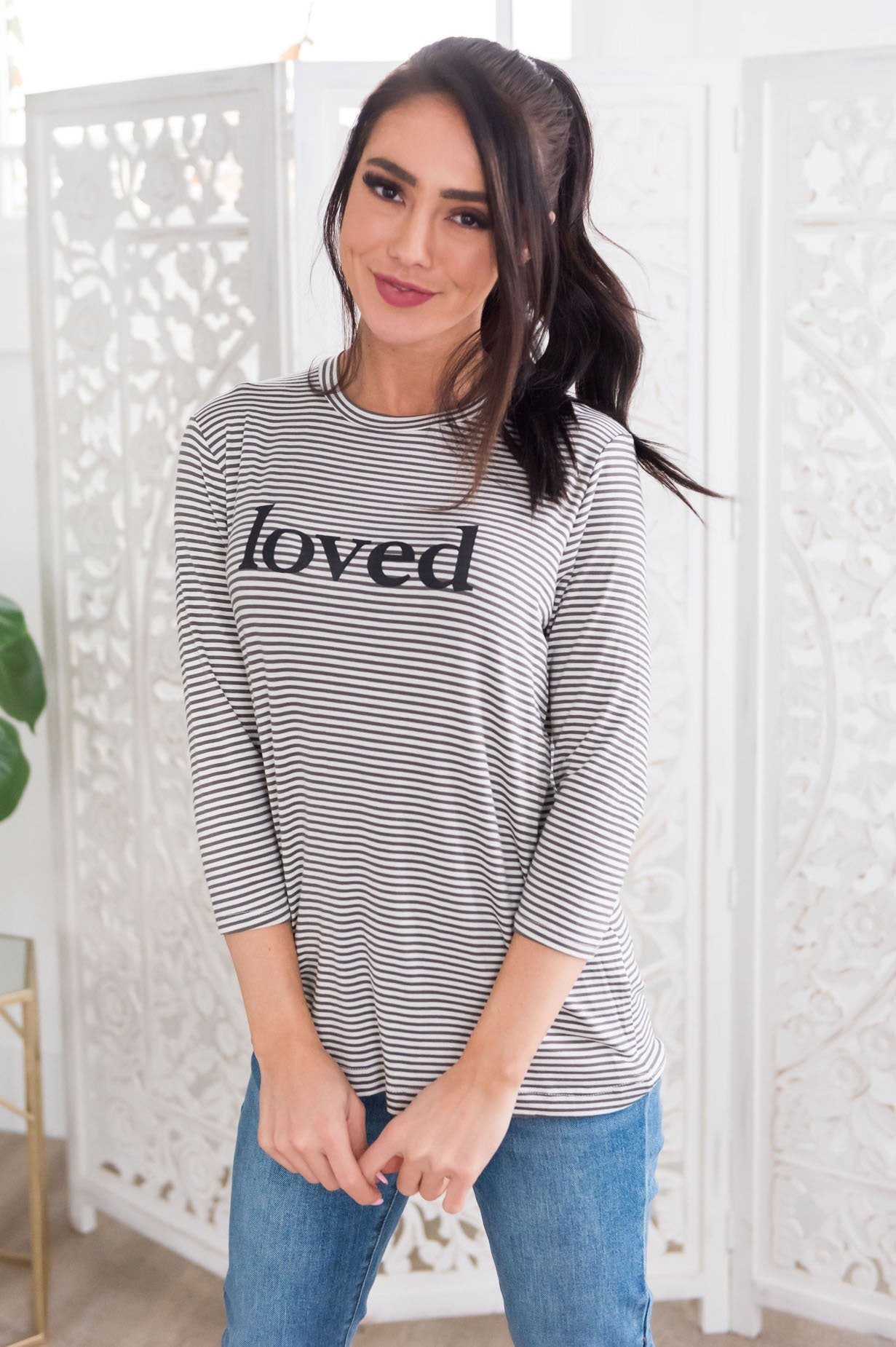 Loved Modest 3/4 Length Sleeve Tee