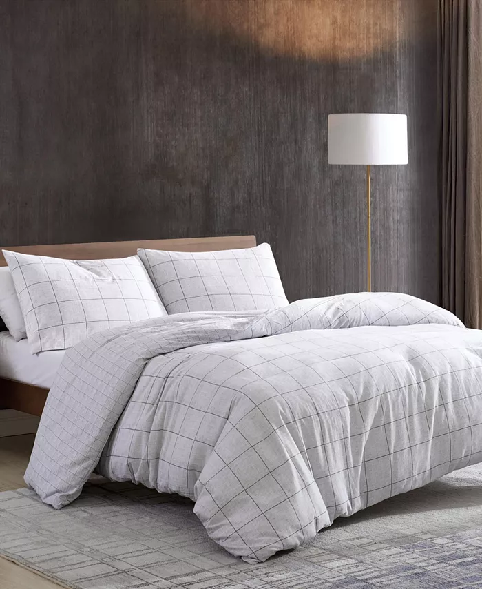 Kenneth Cole New York Holden Grid Duvet Cover Set， 3 Piece， King