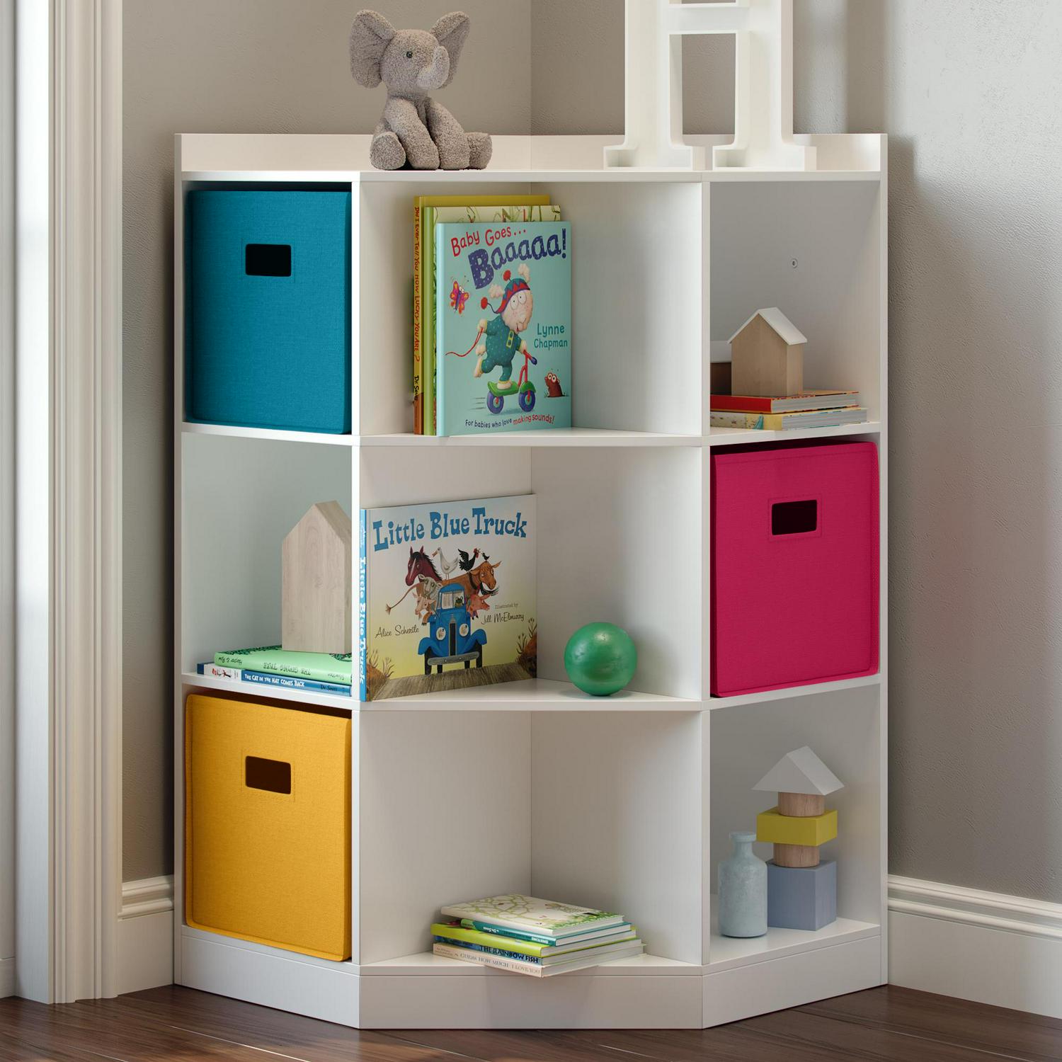 RiverRidge Home Kids 6  Cubby， 3  Shelf Corner Cabinet  White