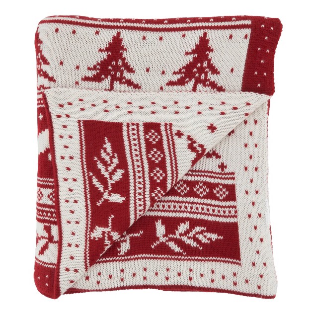 Christmas Sweater Design Throw Blanket Red Saro Lifestyle