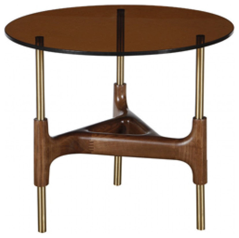 Niko Modern Round Walnut and Glass End Table   Contemporary   Side Tables And End Tables   by Rustic Home Furniture Deco  Houzz