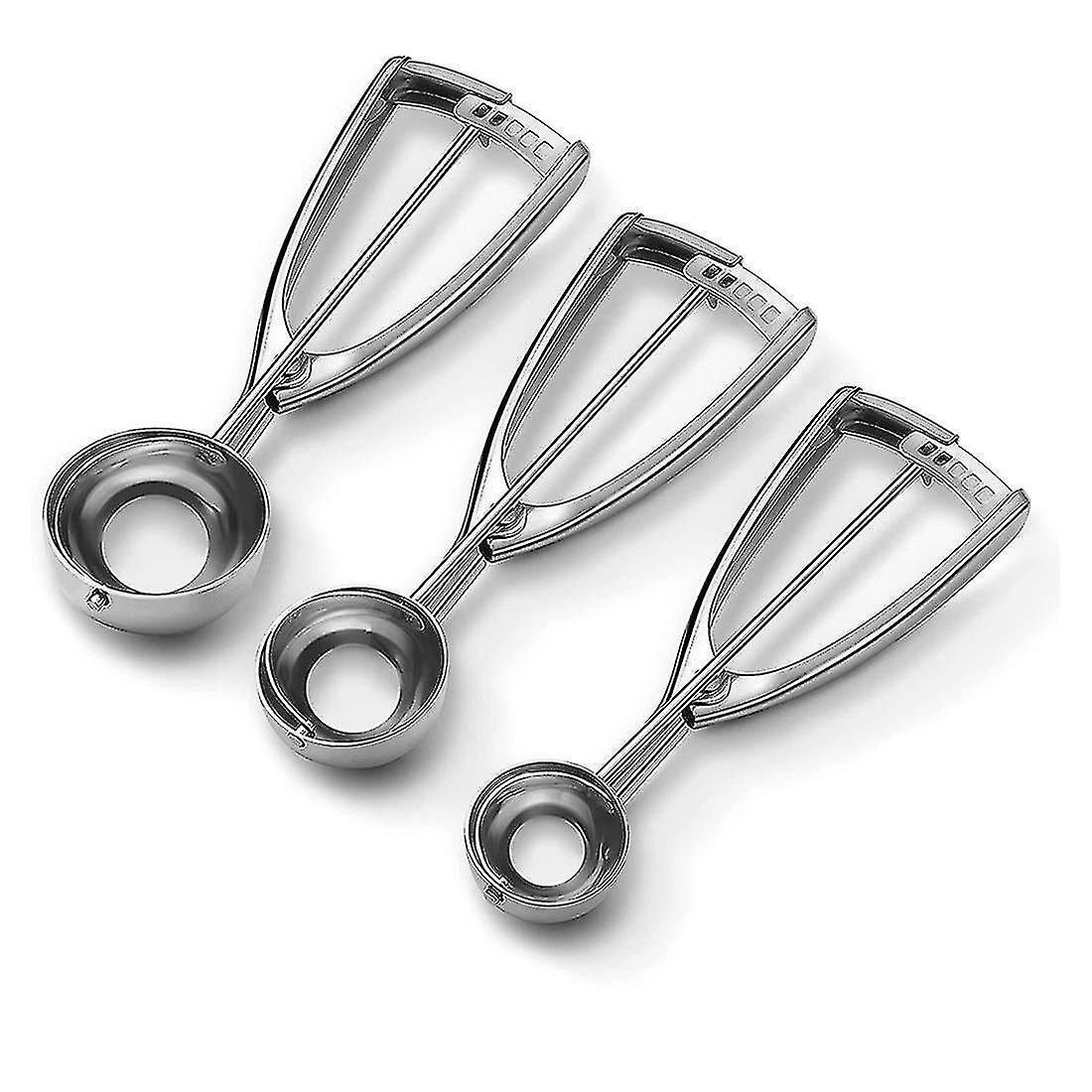 Cookie Scoop Set - Include 1 Tbsp/ 2 Tbsp/ 3tbsp - 3pcs 18/8 Stainless Steel Ice Cream Scoop