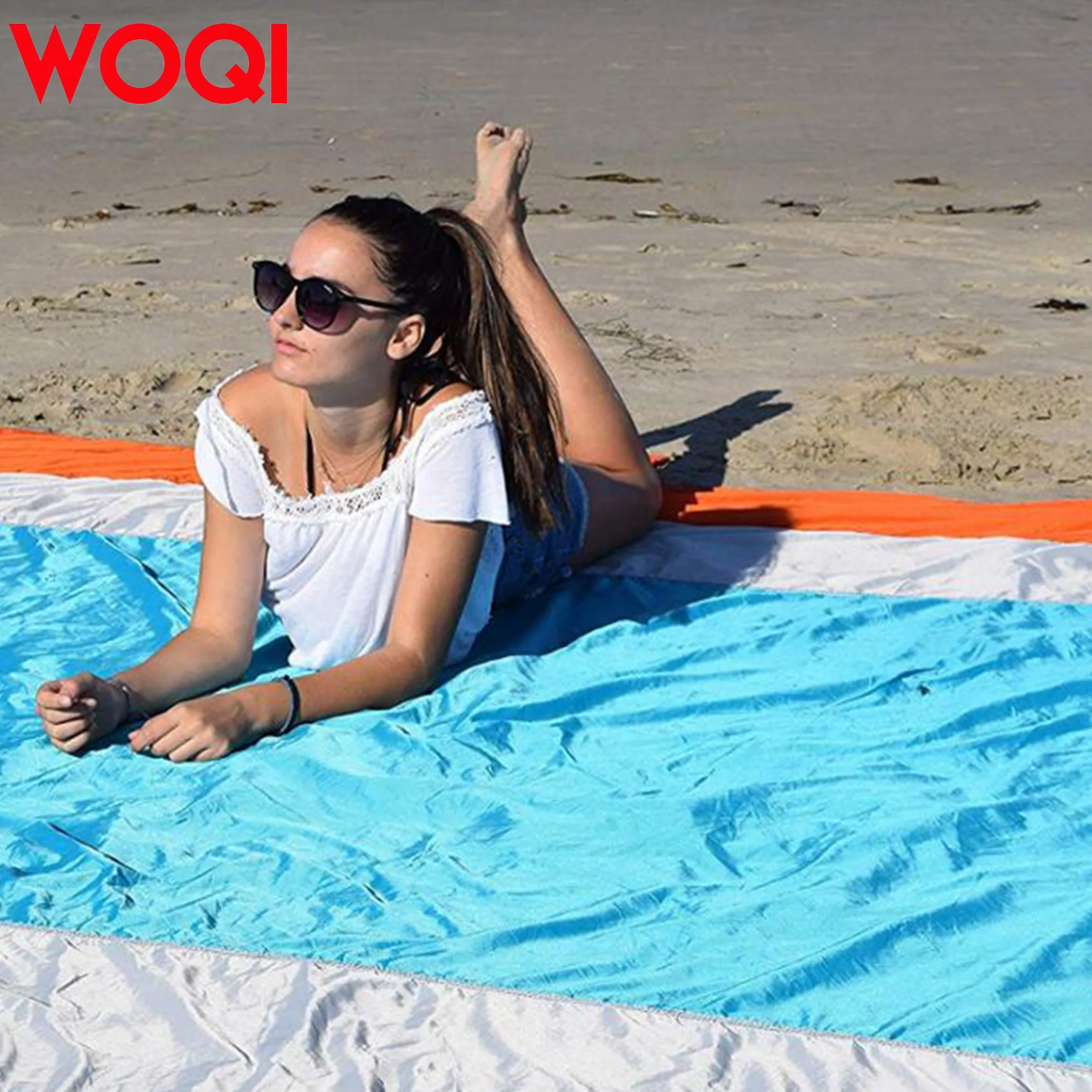 Woqi Sand Proof Waterproof Portable  Parachute Nylon Ripstop Beach Blanket