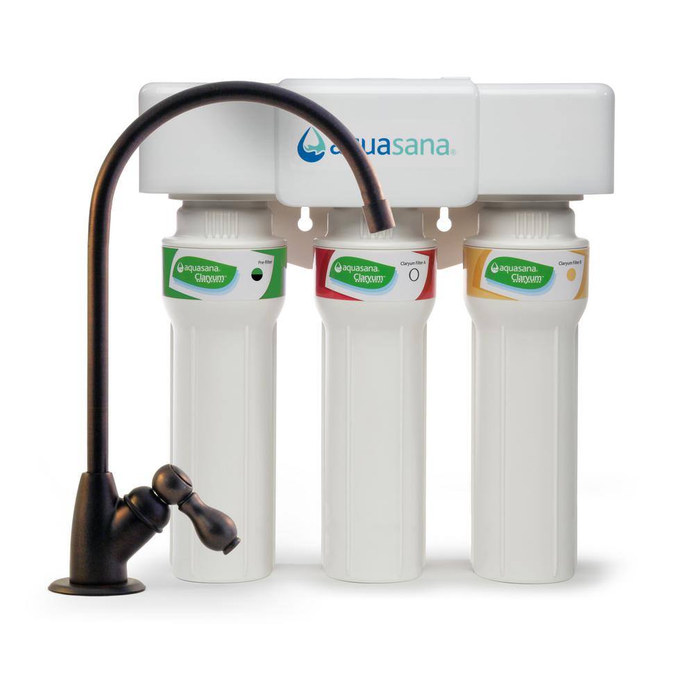 Aquasana 3-Stage Max Flow Under Counter Water Filtration System with Faucet in Oil Rubbed Bronze THD-5300+.62