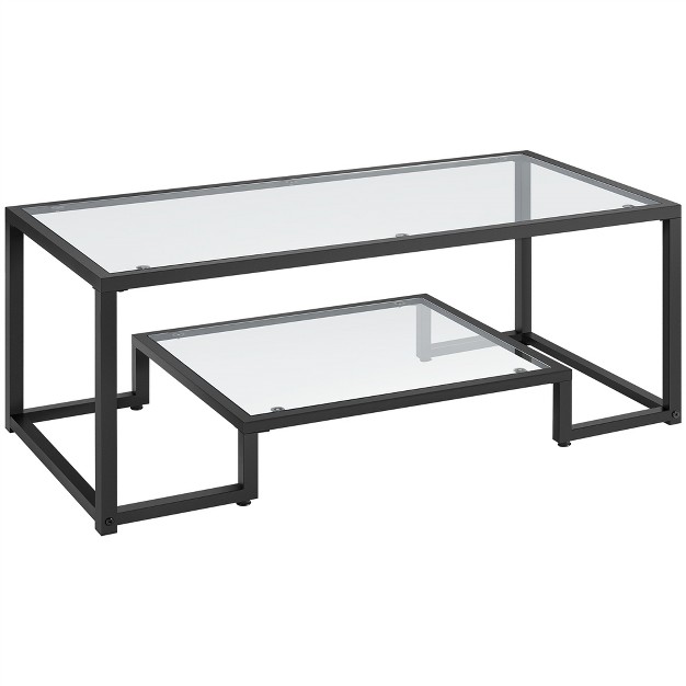 Yaheetech Modern Tempered Glass Coffee Table For Living Room black