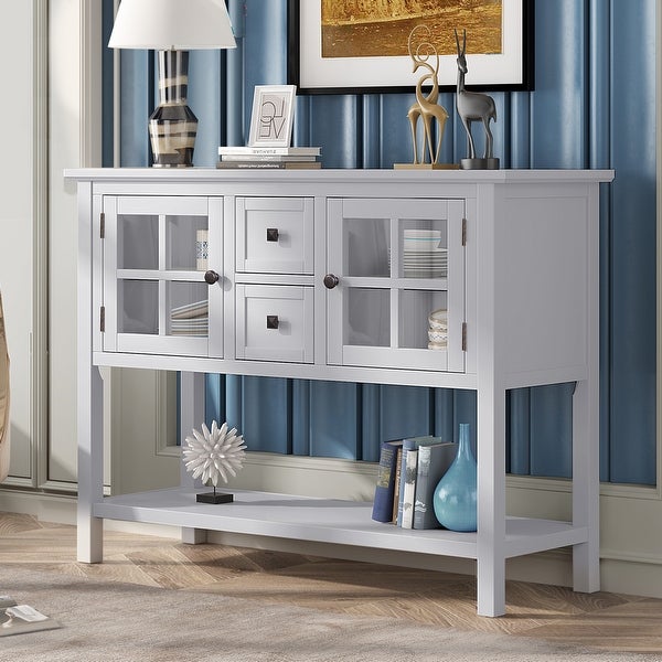 45'' Modern Console Table with 2 Drawers， 2 Cabinets and 1 Shelf