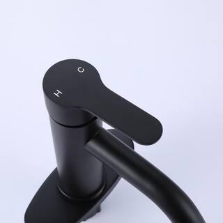 BWE Single Hole Single-Handle Bathroom Faucet in Matte Black A-96024-Black