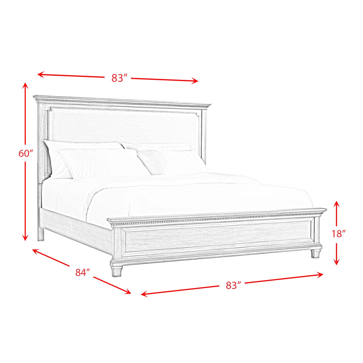 Elements Clovis Contemporary Wood Panel Bed, King, Grey