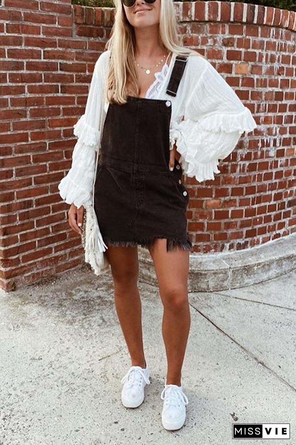 Basic Denim Overall Mini Dress