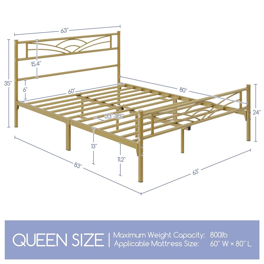 Yaheetech Metal Platform Bed Frame with Underbed Storage Bed Frame with Cloud inspired Design Headboard