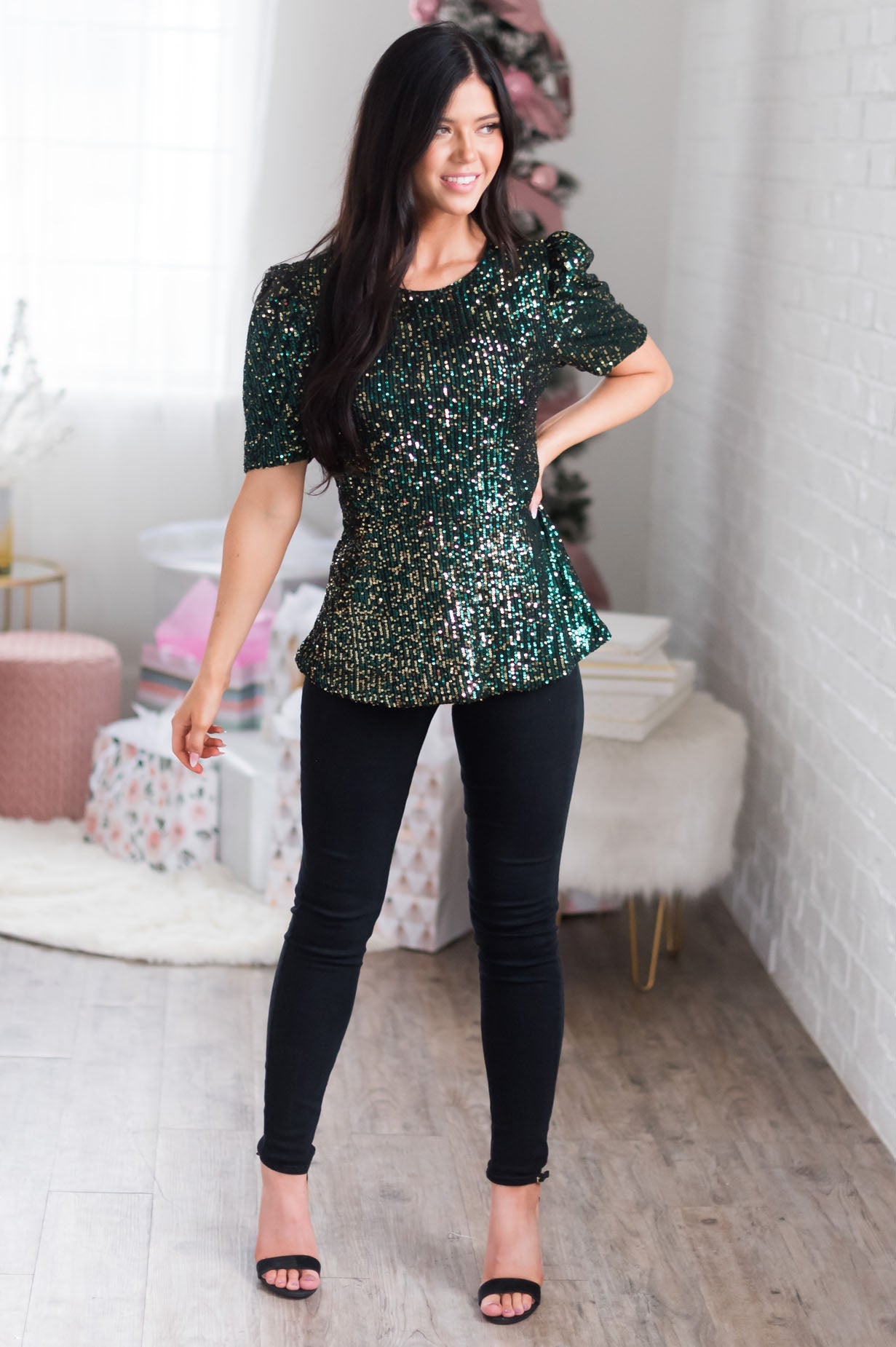 Season Of Giving Modest Sequin Top