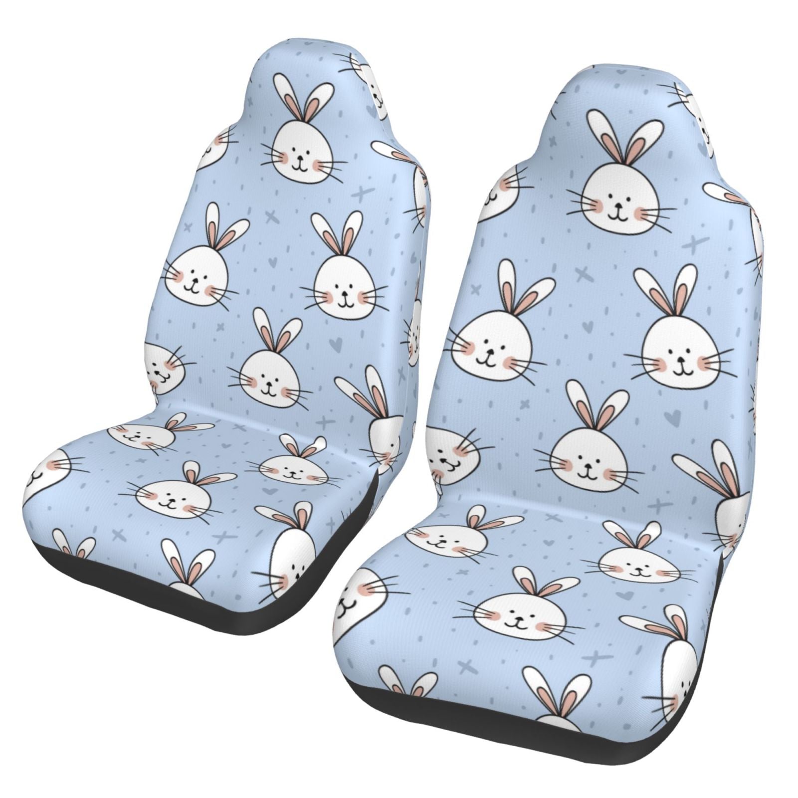 TEQUAN Front Seat Covers， Cute Rabbits Animal Pattern 2 Piece Car Seat Cover Fit Most Car SUV Truck Van