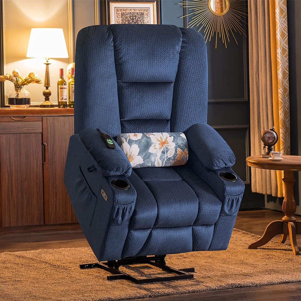 MCombo Large Electric Power Lift Recliner Chair with Massage and Heat for Elderly  Fabric 7549